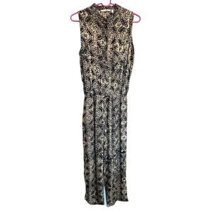 Soft Surroundings Bali Jumpsuit Rayon Sleeveless Wide Leg Button Front Petite S